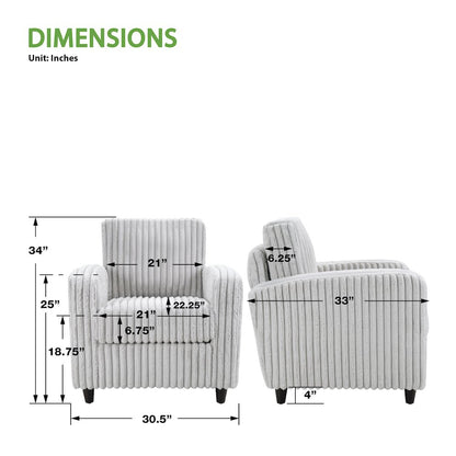 Venus Club Chair in Fog Cord Fabric and Dark Espresso Finish Legs