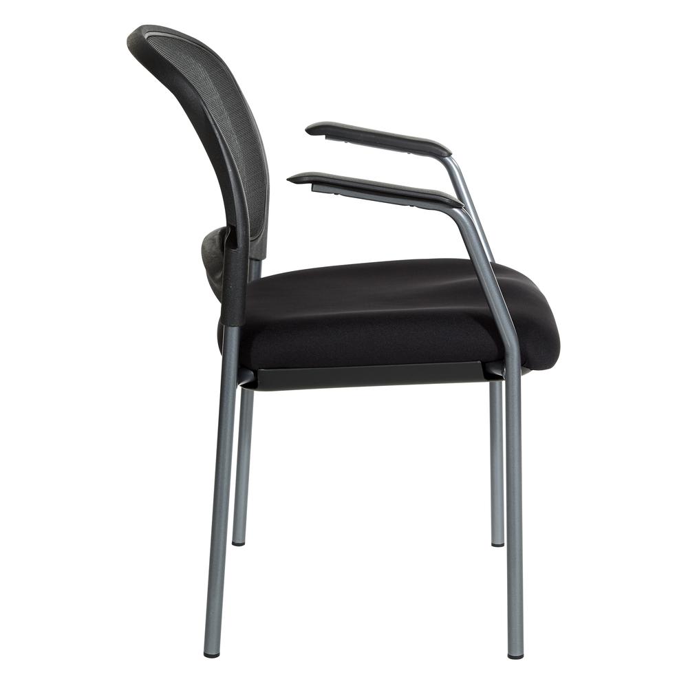 ProGrid Mesh Back with Padded Fabric Seat Visitor's Chair with Arms and Titanium Finish Frame, 86710R-30