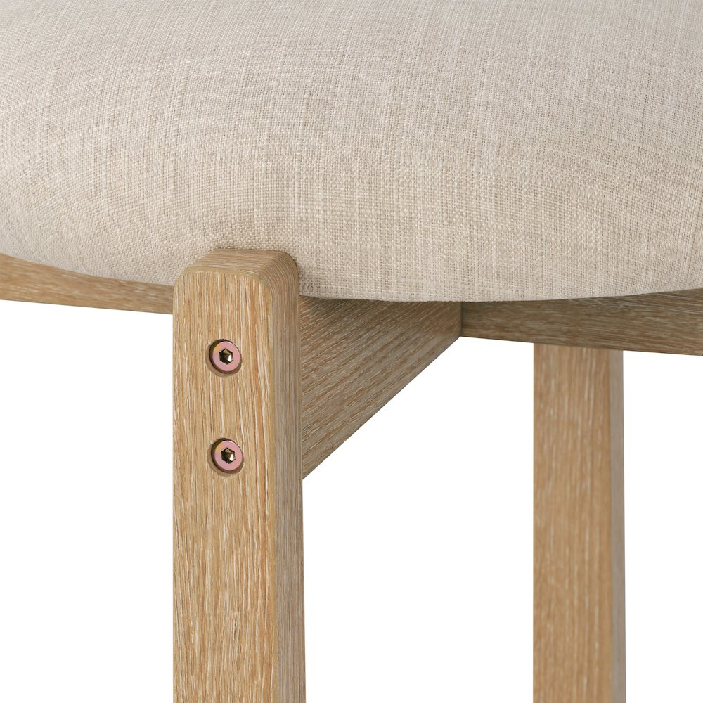 Melissa 26" Counter Stools 2-Pack With Cream Fabric Seat and Natural Finish Wood