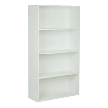 White Laminate and Metal Bookcase with Adjustable Shelves for Storage