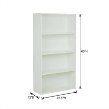 White Laminate and Metal Bookcase with Adjustable Shelves for Storage