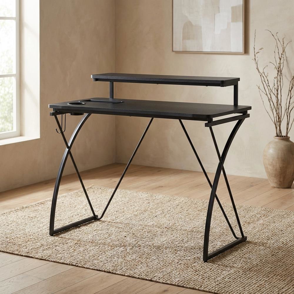 Wooden Desks with Hutches in Composite MDF and Steel Frame