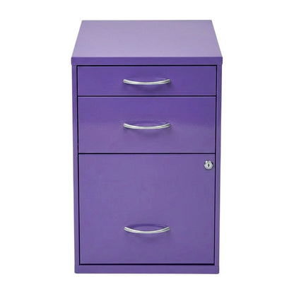 Purple Metal 22-Inch Pencil Box File Cabinet Compact Desk-Side