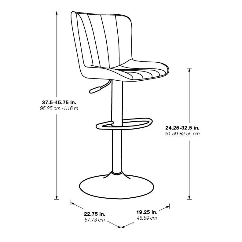 Kirkdale Adjustable Stool 2-Pack in Charcoal Faux Leather
