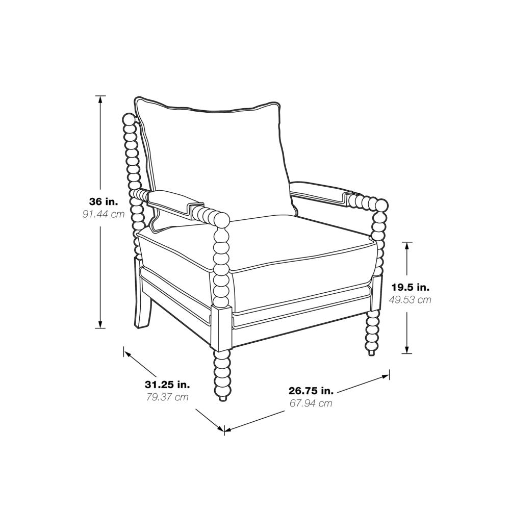 Fletcher Spindle Chair in Linen Fabric with Brush Charcoal Finish, FLR-L32