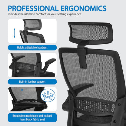 Managers Chair With Mesh Back In Black Fabric Seat Molded Foam