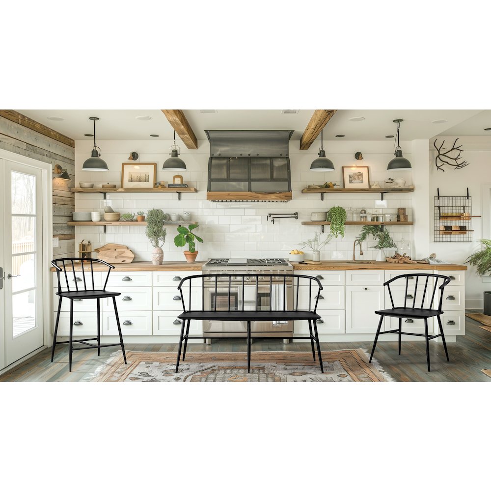 Lincoln All Metal Counter Stool in Black Finish