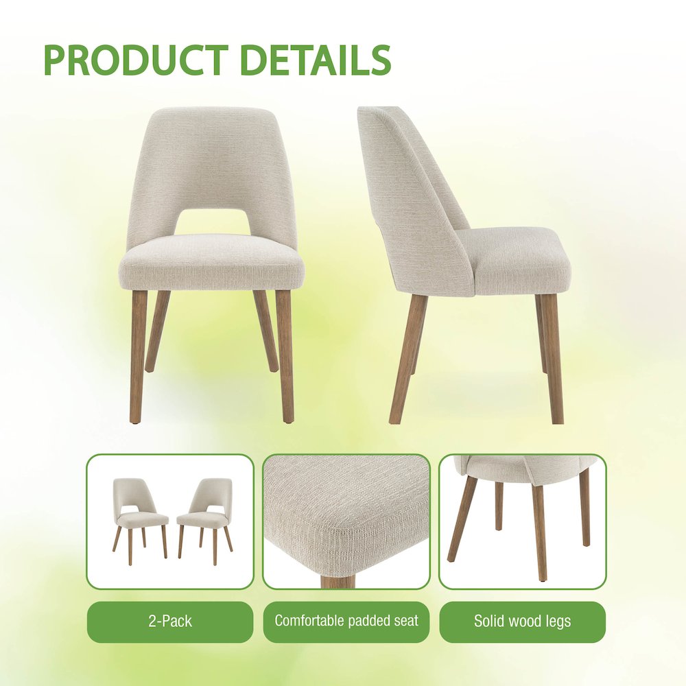 Ralston Dining Chair in Linen Fabric with Medium Oak Legs 2-Pack