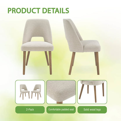 Ralston Dining Chair in Linen Fabric with Medium Oak Legs 2-Pack