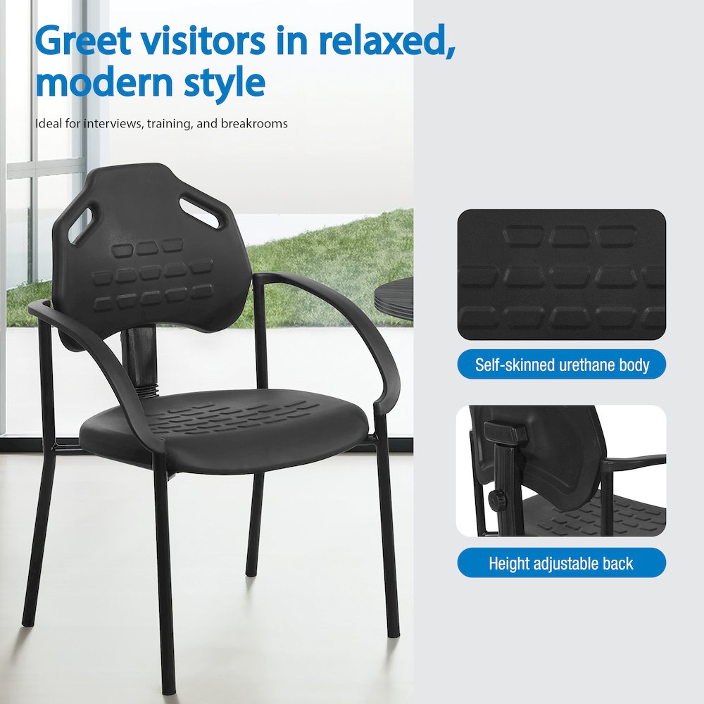 Black Self Skinned Urethane Guest Arm Chair in Black Finish Frame