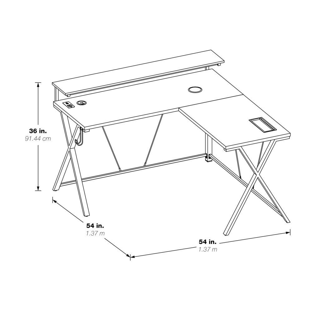 Checkpoint Battlestation L shaped Gaming Desk with RGB LED Lights, CKP5454GLD