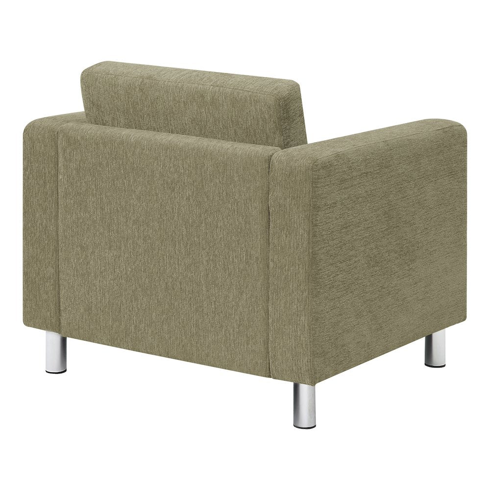 Pacific Armchair in Sea Green Fabric with Chrome Legs