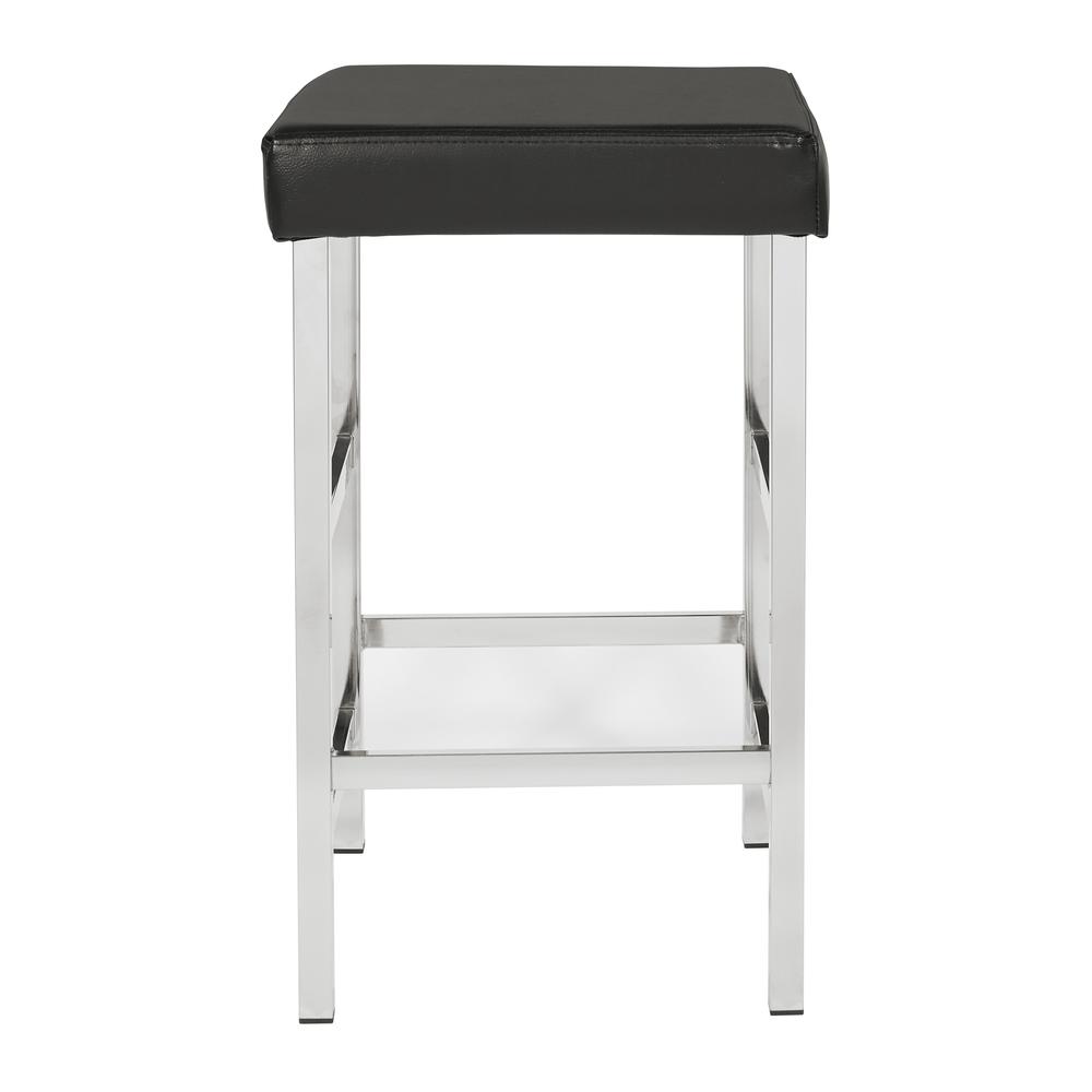 26" Backless Stool in Black Fabric with Polished Chromes Legs, MET1326C-BK