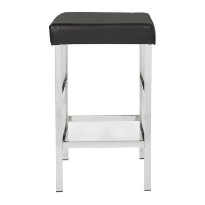 26" Backless Stool in Black Fabric with Polished Chromes Legs, MET1326C-BK