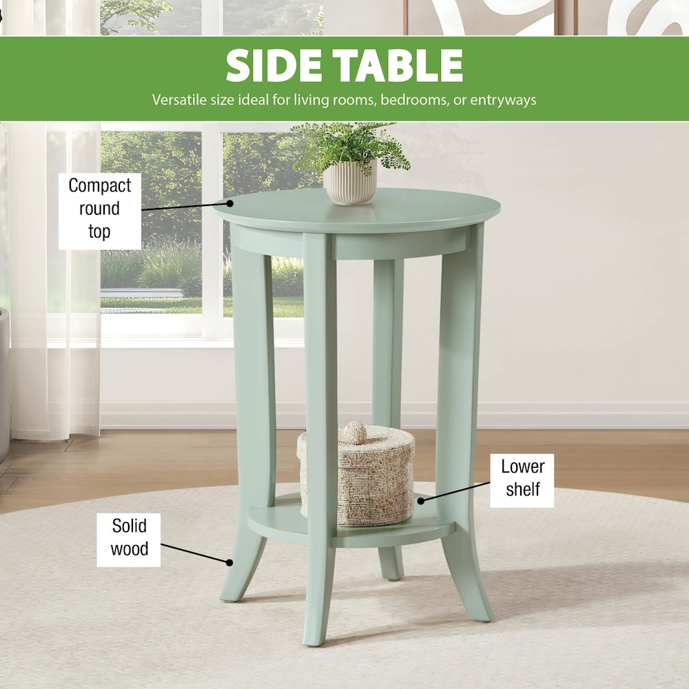 Golden Side Table in Sage Green Wood Finish