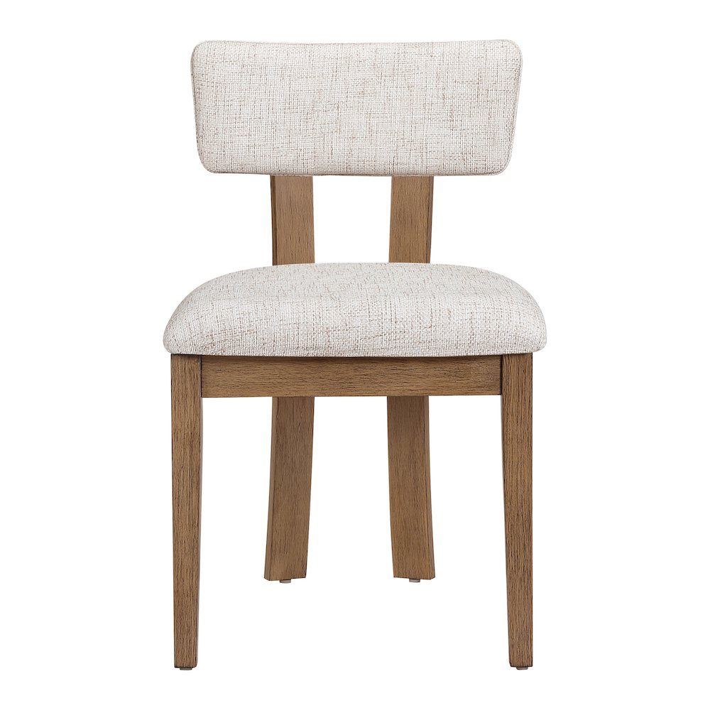 Hanson Dining Chair with Linen Fabric and Medium Oak Wood, 2-Pack