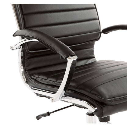 Mid-Back Manager’s Faux Leather Chair with Chrome Base, Removable Arm Sleeves.