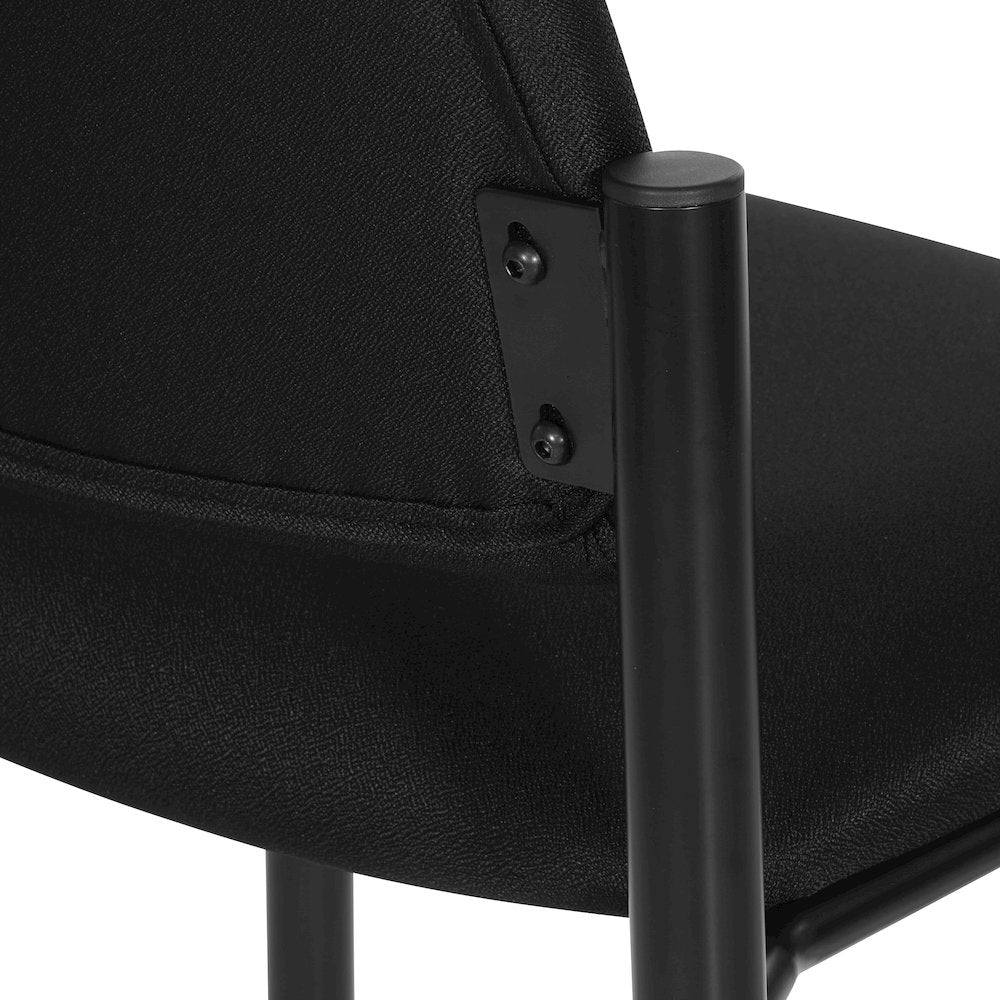 Big & Tall Armless Guest Chair in Icon Black Fabric with Black Metal Frame