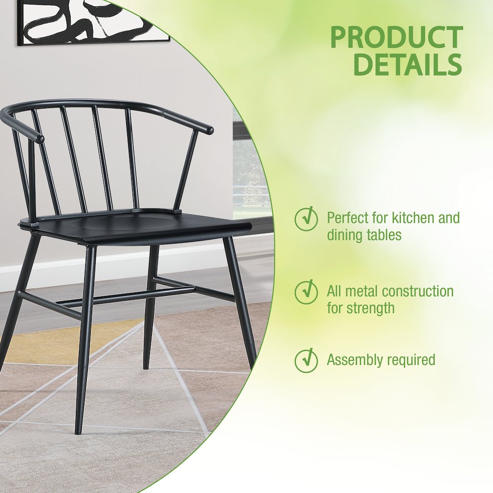Lincoln All Metal Chair in Black Finish