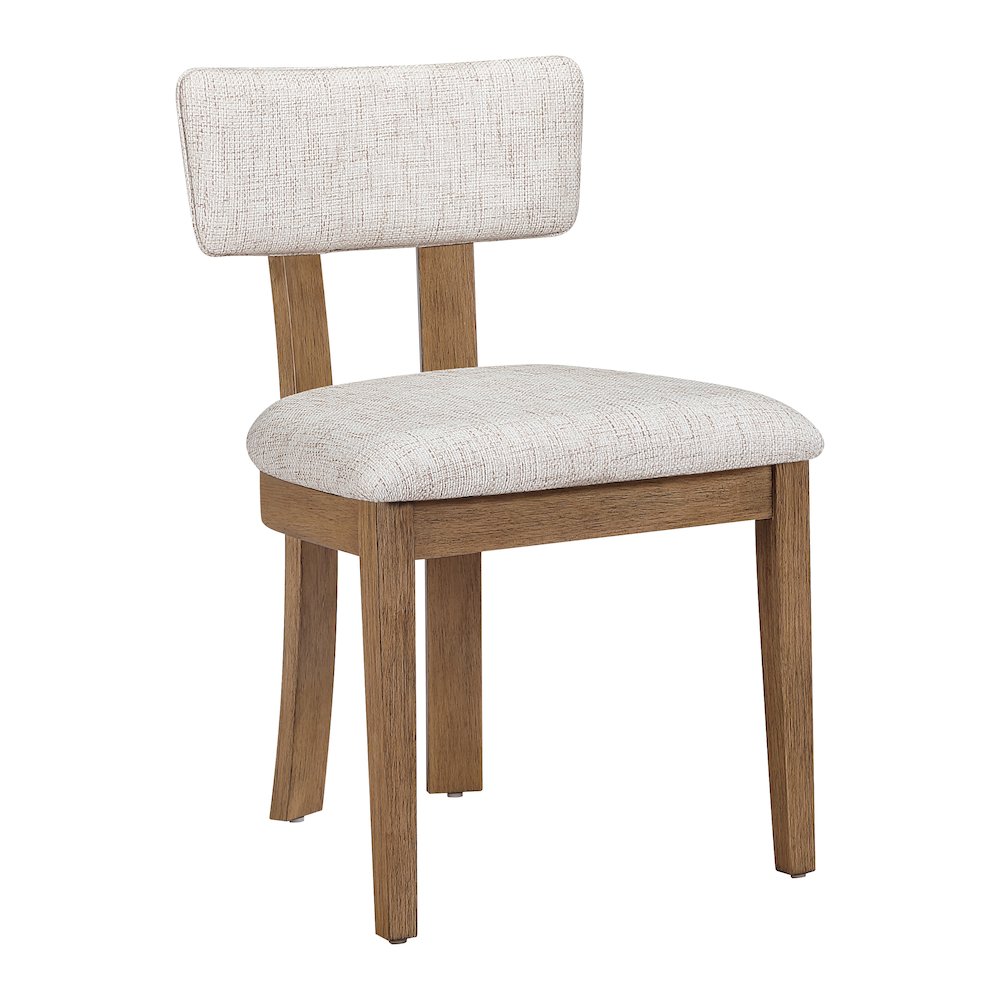 Hanson Dining Chair with Linen Fabric and Medium Oak Wood, 2-Pack