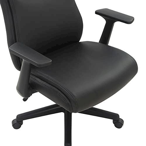 Mid-Back Managers Chair with Flip Up Arms in Black Faux Leather