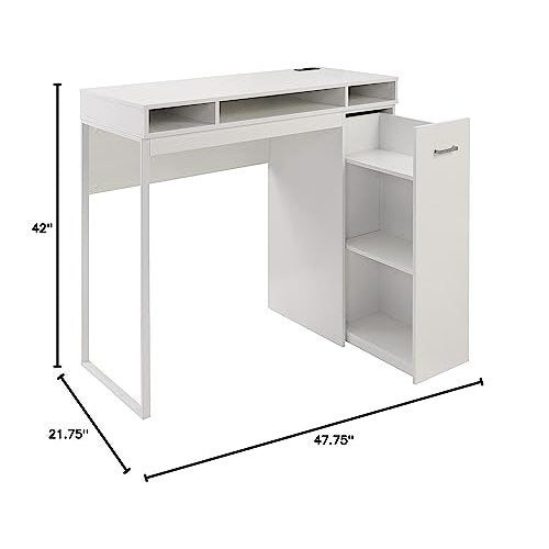 Ravel 47"W Desk with Storage in White Finish KD, RV9848-WH