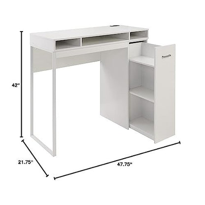 Ravel 47"W Desk with Storage in White Finish KD, RV9848-WH
