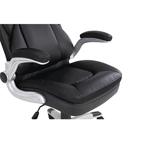 Executive Black Bonded Leather Chair with Silver Coated Nylon Base