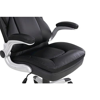 Executive Black Bonded Leather Chair with Silver Coated Nylon Base