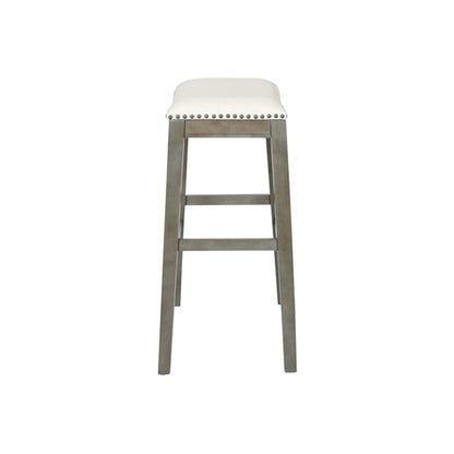 Saddle Stool 30" in Linen Fabric and Antique Grey Base 2-Pack, MET4330AG-L32