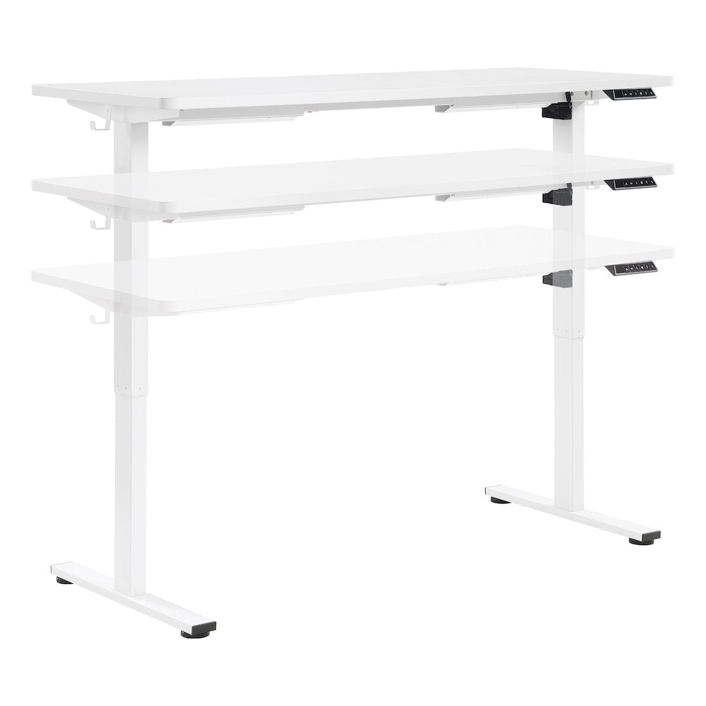 Primo 59"W Sit to Stand Electric Height Adjustable Desk in White Finish