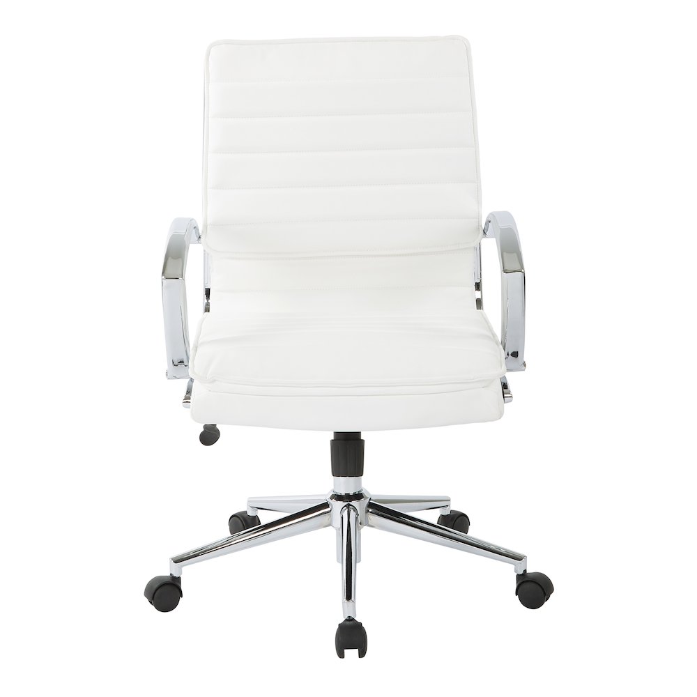 Mid-Back Manager’s Faux Leather Chair with Chrome Base, Removable Arm Sleeves.