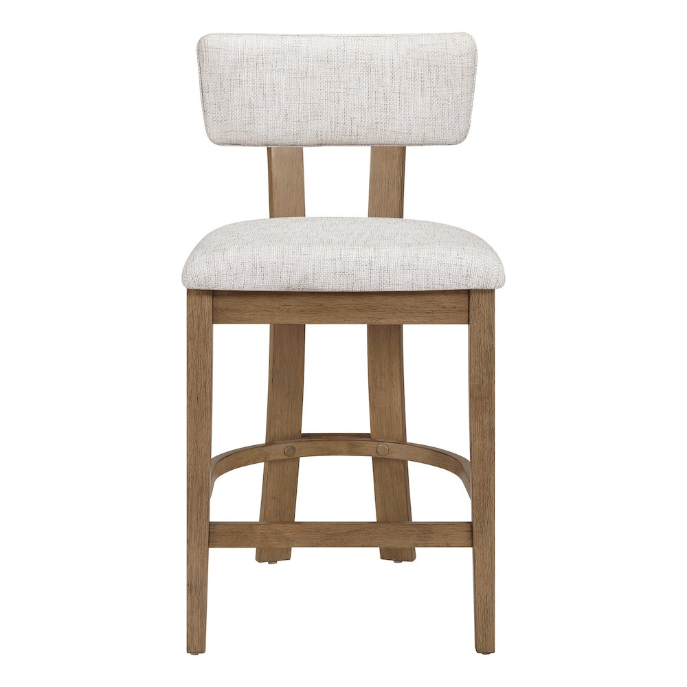 Hanson 26" Counter Stool with Linen Fabric and Medium Oak Wood, 2-Pack