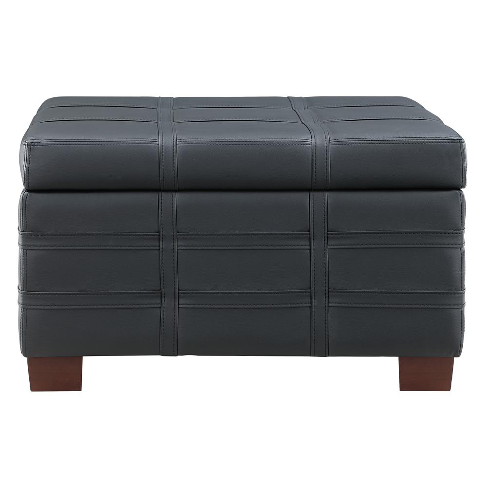 Detour Strap Square Storage Ottoman in Black Faux Leather, DTR3030S-B18