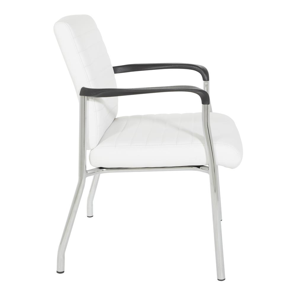 Guest Chair in White Faux Leather with Chrome Frame, FL38610C-U11