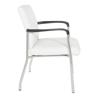 Guest Chair in White Faux Leather with Chrome Frame, FL38610C-U11
