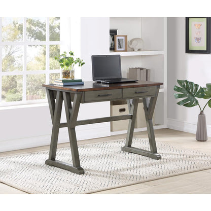 Jericho Rustic Writing Desk w/ Drawers in Slate Grey Finish