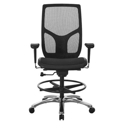 ProGrid Mesh Back Drafting Chair with Black Mesh Seat, PU Padded