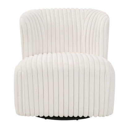 Lucia Swivel Chair in White Cord Fur Fabric