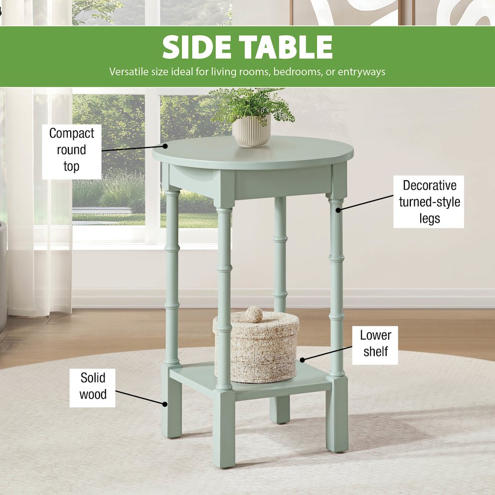 Golden Side Table in Sage Green Wood Finish