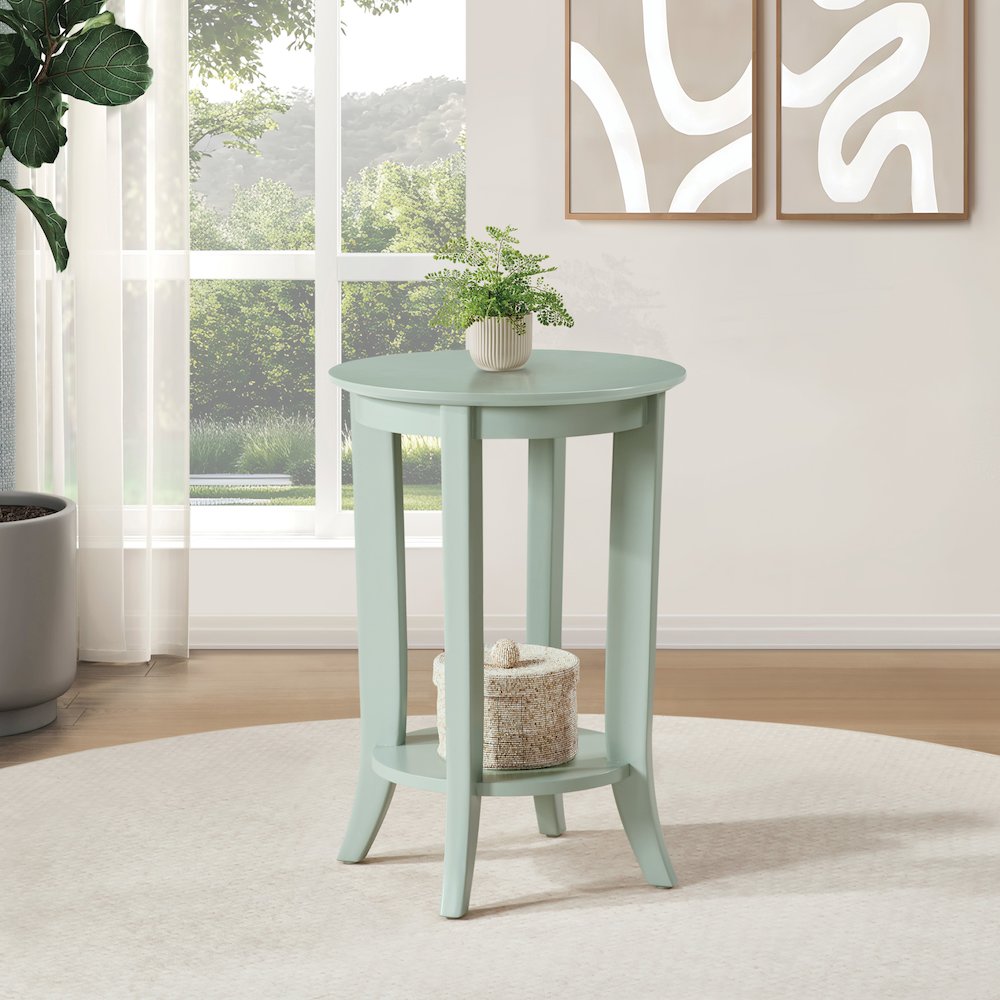 Golden Side Table in Sage Green Wood Finish