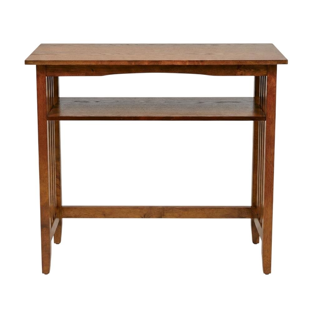 Wooden Foyer Console Table with Warm Finish and Sleek Design