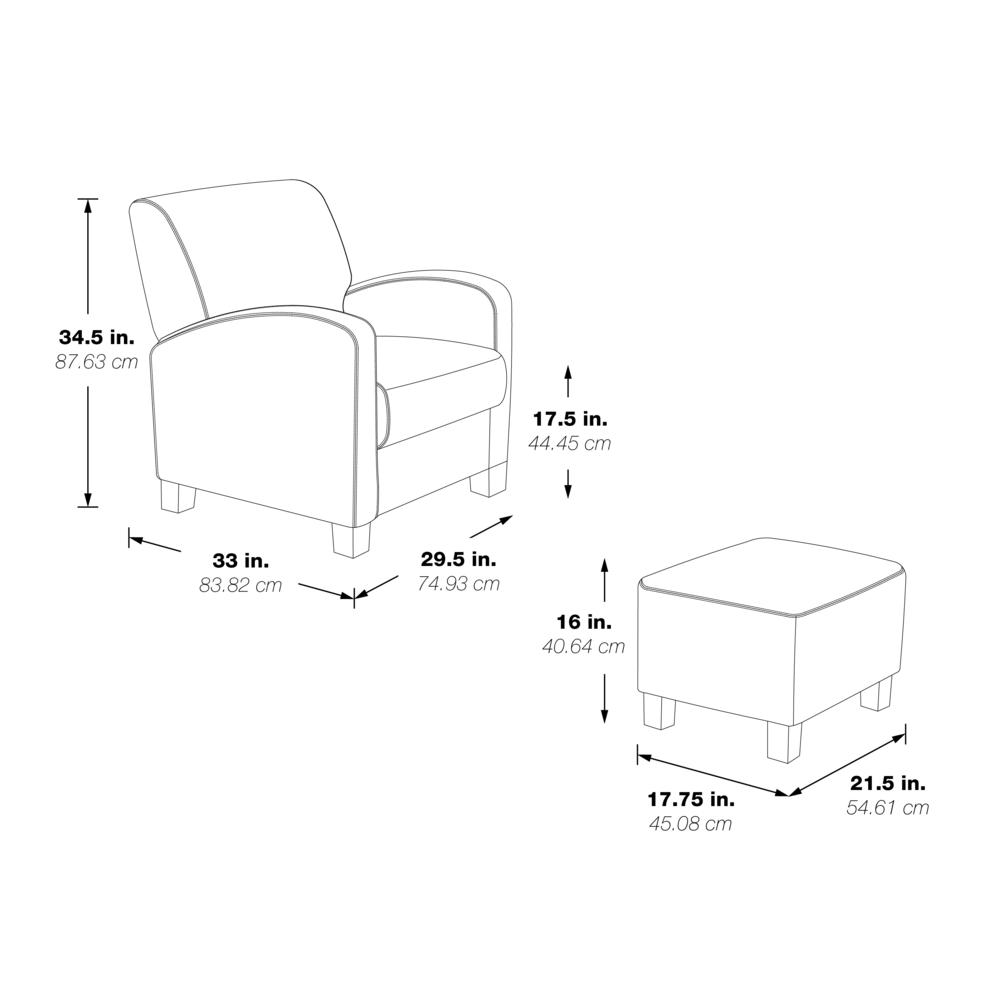 Aiden Chair & Ottoman Cocoa Faux Leather with Medium Espresso Legs, ADN-PD24
