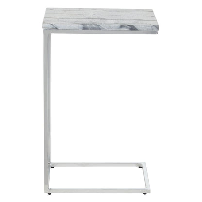 Solid Grey Marble Top C-Table with Chrome Metal Base 2-Pack