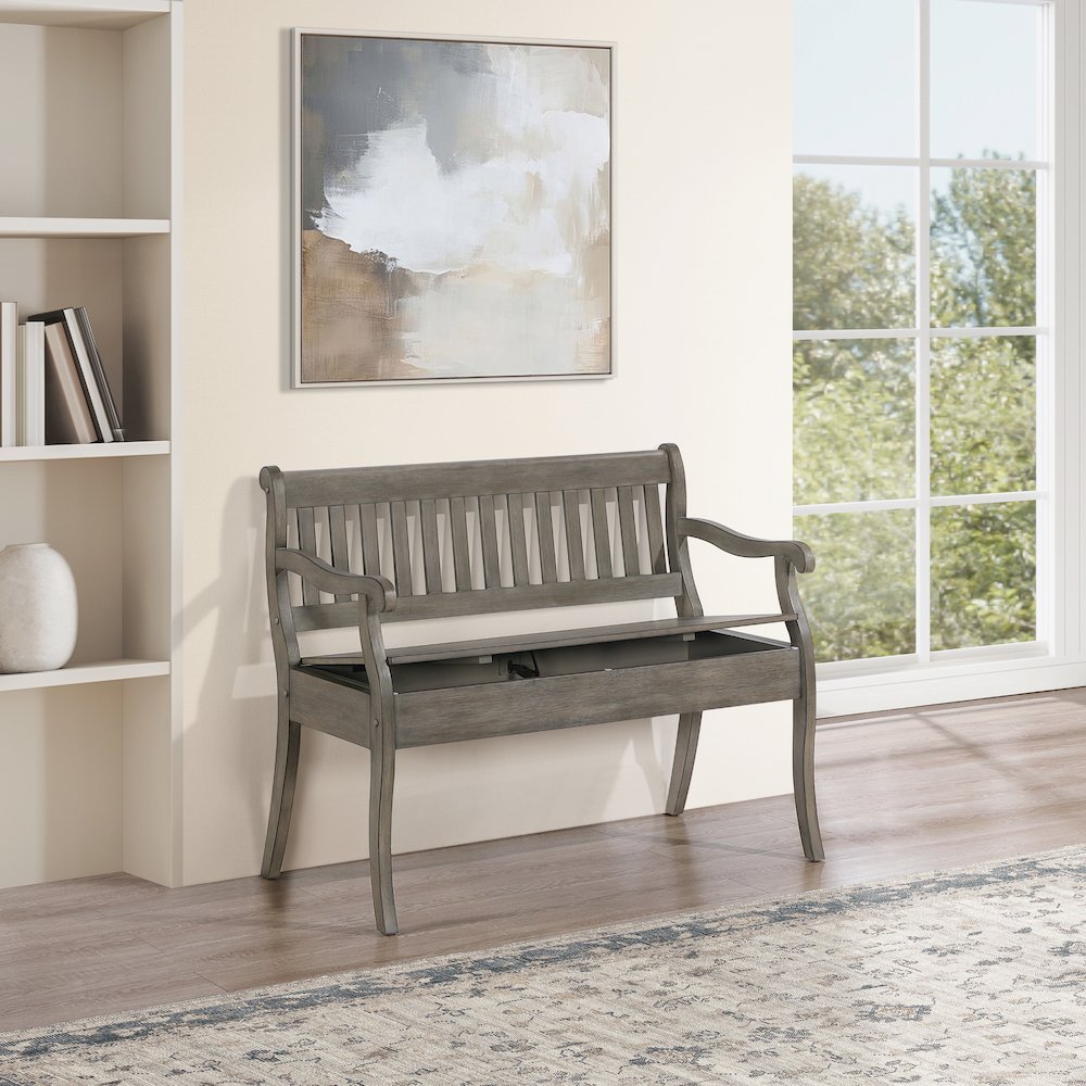 Wakefield Entryway Storage Bench Goldstone Finish