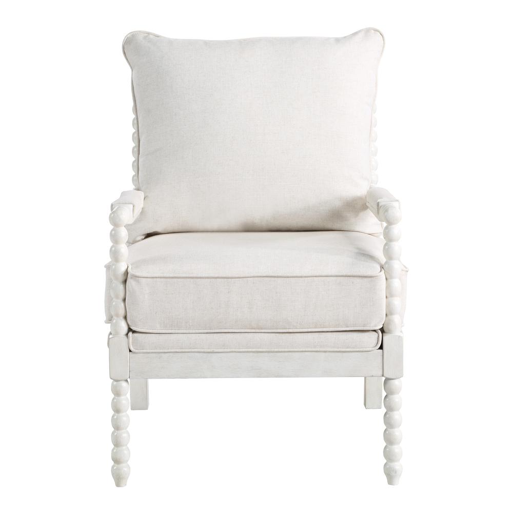 Kaylee Spindle Chair in Linen Fabric with White Frame, KLE-L32