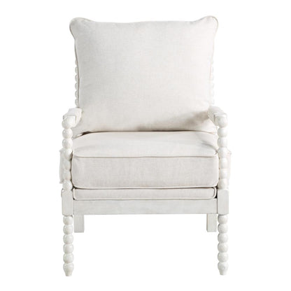 Kaylee Spindle Chair in Linen Fabric with White Frame, KLE-L32