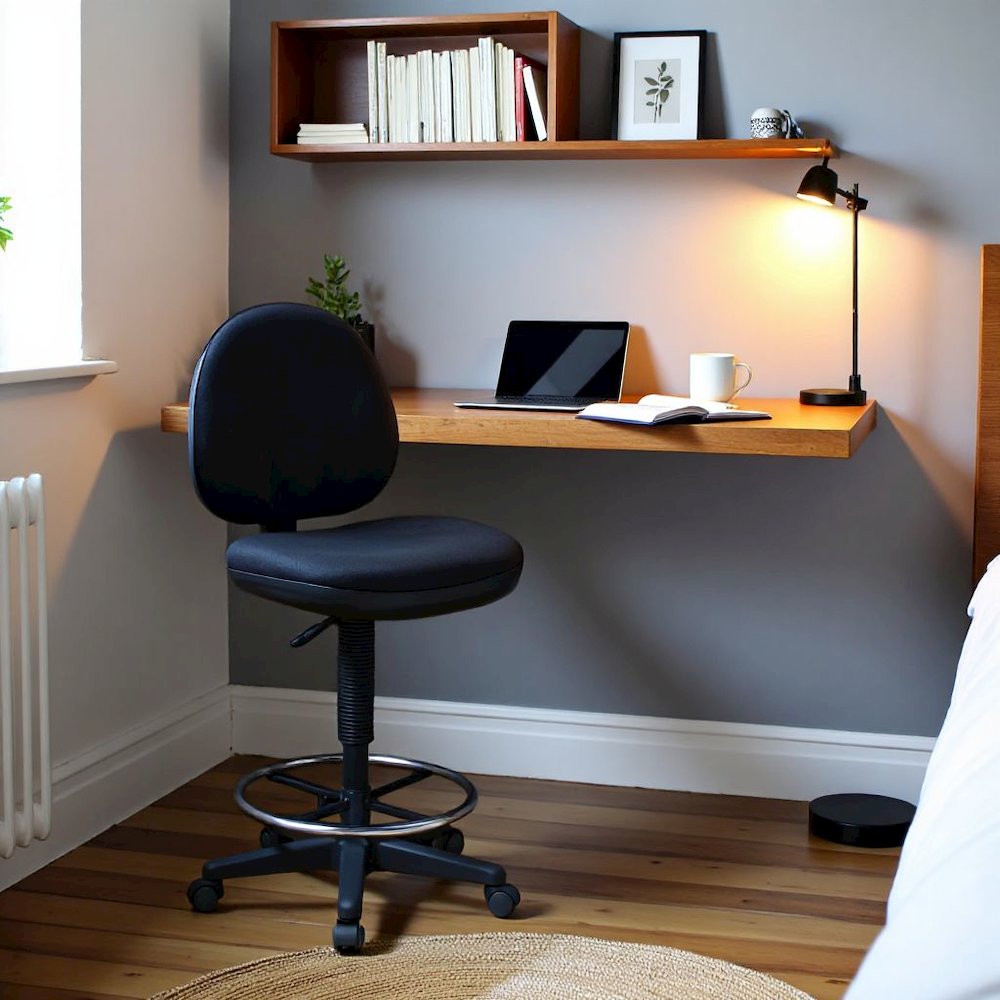 Tall Black Drafting Chair – High Office Chair With Sculptured Support