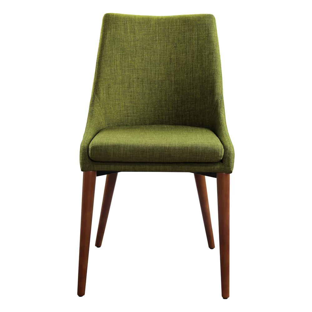 Palmer Mid-Century Modern Fabric Dining Accent Chair in Green Fabric 2 Pack, PAM2-M17
