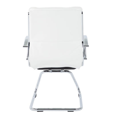 Guest Faux Leather Chair with Chrome Base and Includes Removable Arm Sleeves